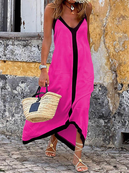 Vestido midi de tirantes color block