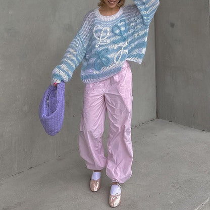 Jersey de punto casual de rayas de colores