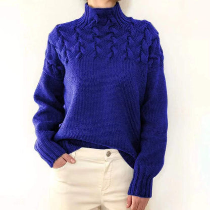 Jersey casual liso de cuello alto