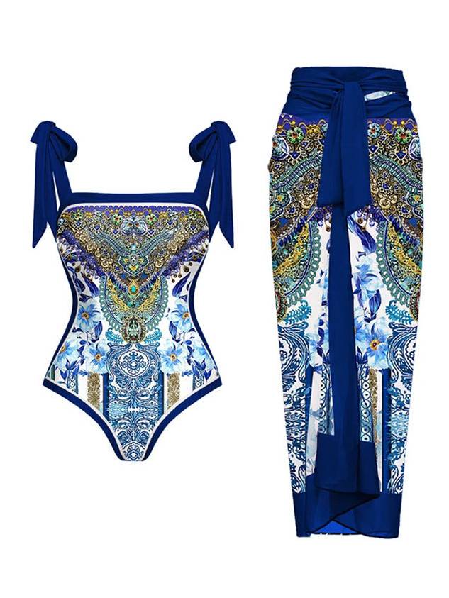 Conjunto de dos piezas: bañador y falda de gasa