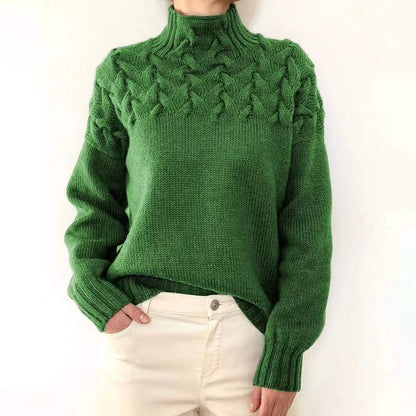 Jersey casual liso de cuello alto