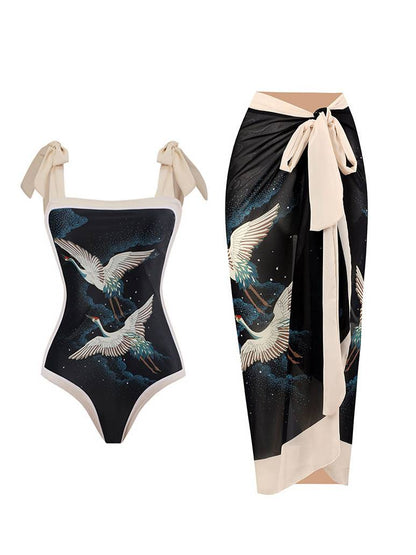 Conjunto de dos piezas: bañador y falda de gasa