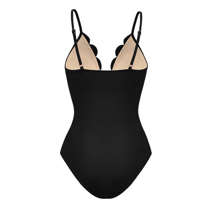 Bañador negro con flores caladas a láser