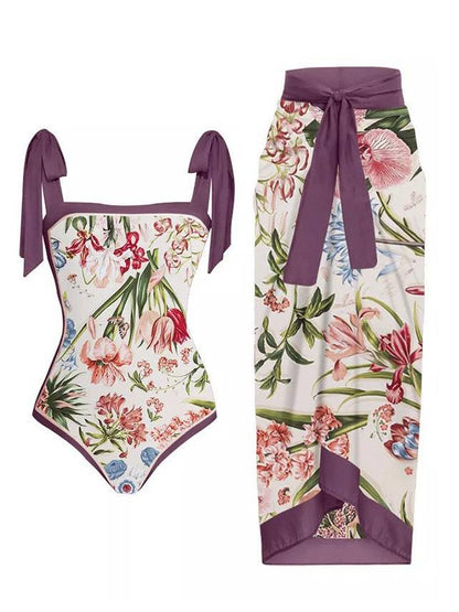 Conjunto de dos piezas: bañador y falda de gasa