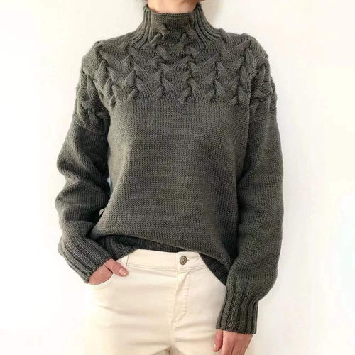Jersey casual liso de cuello alto