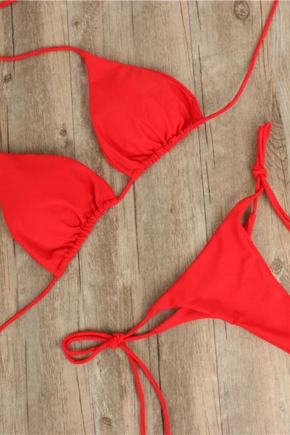 Bikini de dos piezas ajustable con cordones