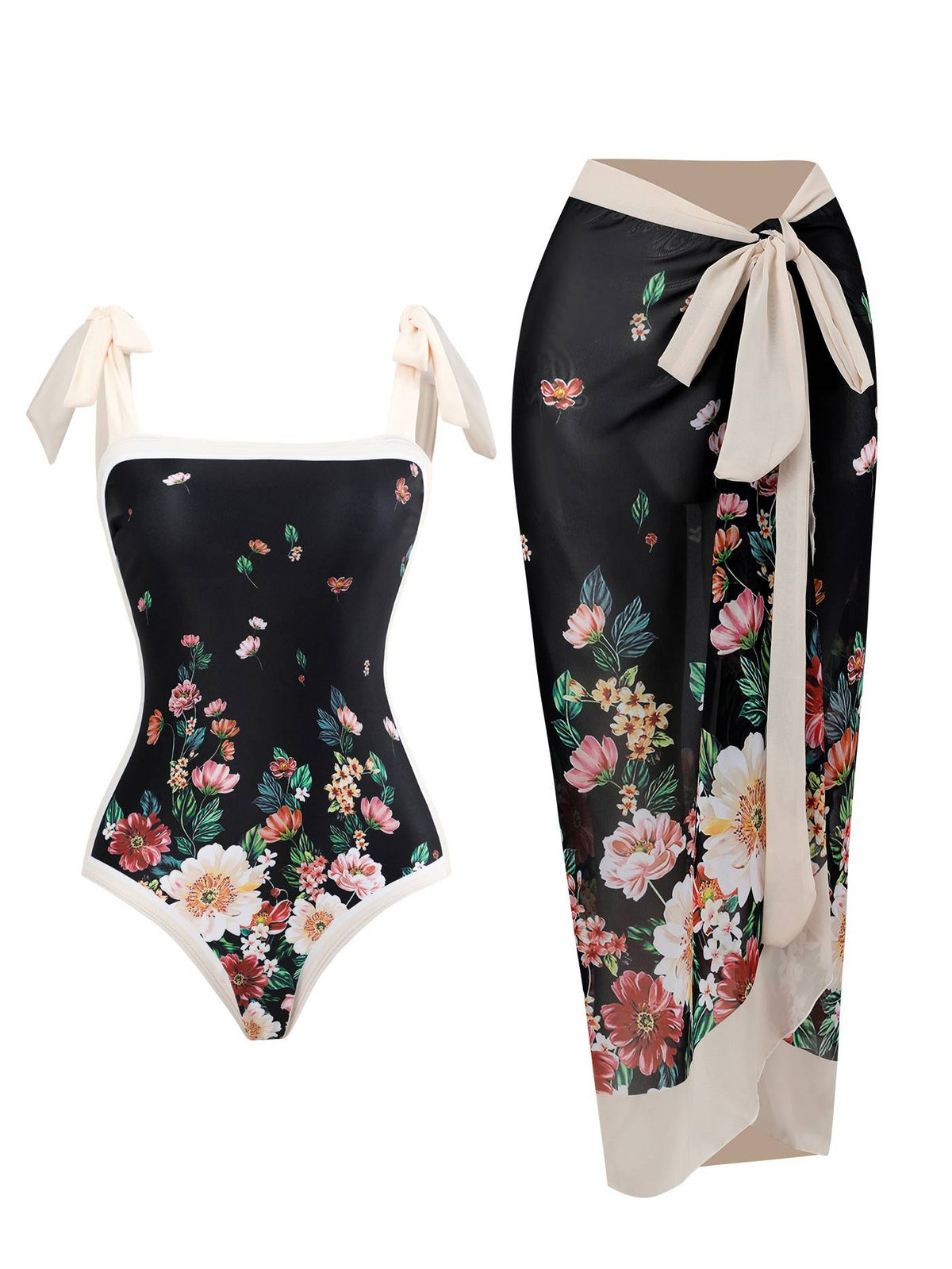 Conjunto de dos piezas: bañador y falda de gasa