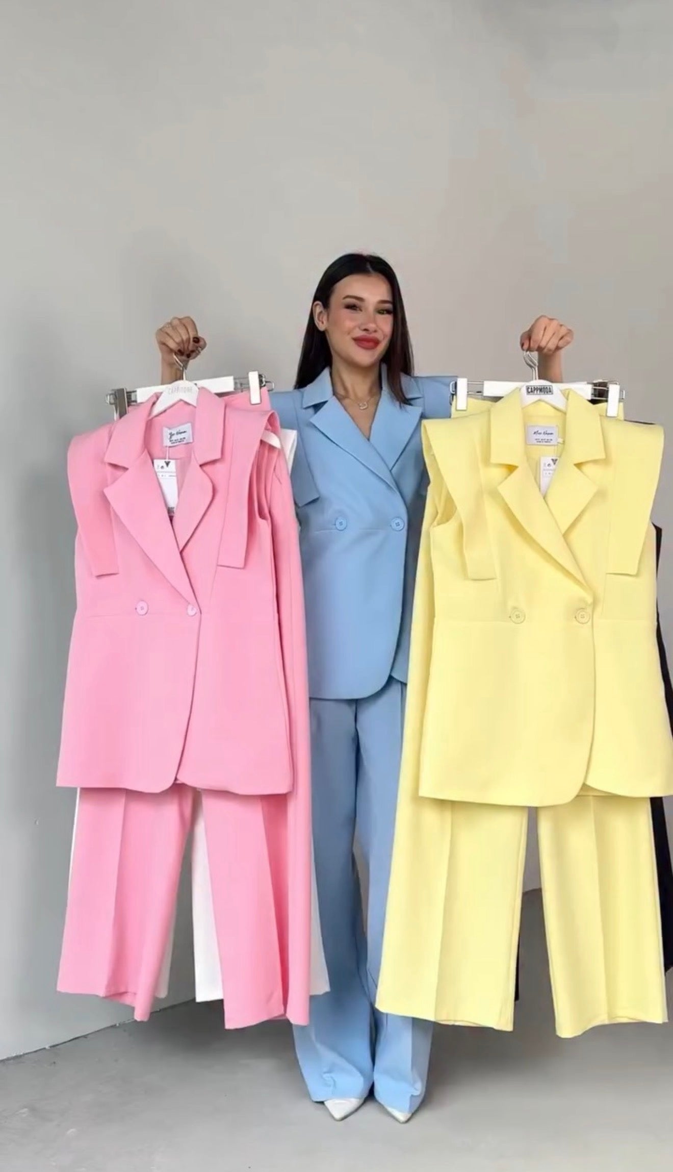 Méndez Blanc | Conjunto Blazer Sin Mangas y Pantalón Wide Leg