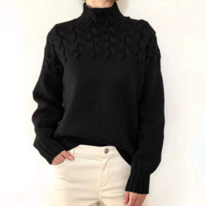Jersey casual liso de cuello alto