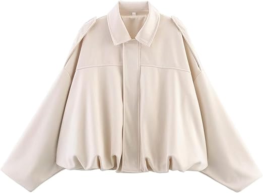 Chaqueta corta estilo aviador de ante con solapa para mujer