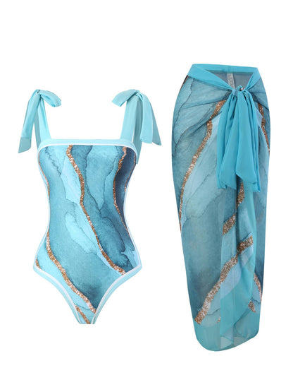 Conjunto de dos piezas: bañador y falda de gasa