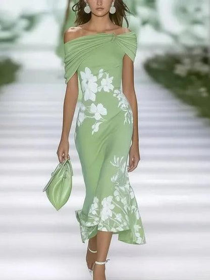 Vestido elegante con estampado floral de primavera-verano