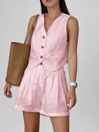 Conjunto casual de short sastre de algodón y lino