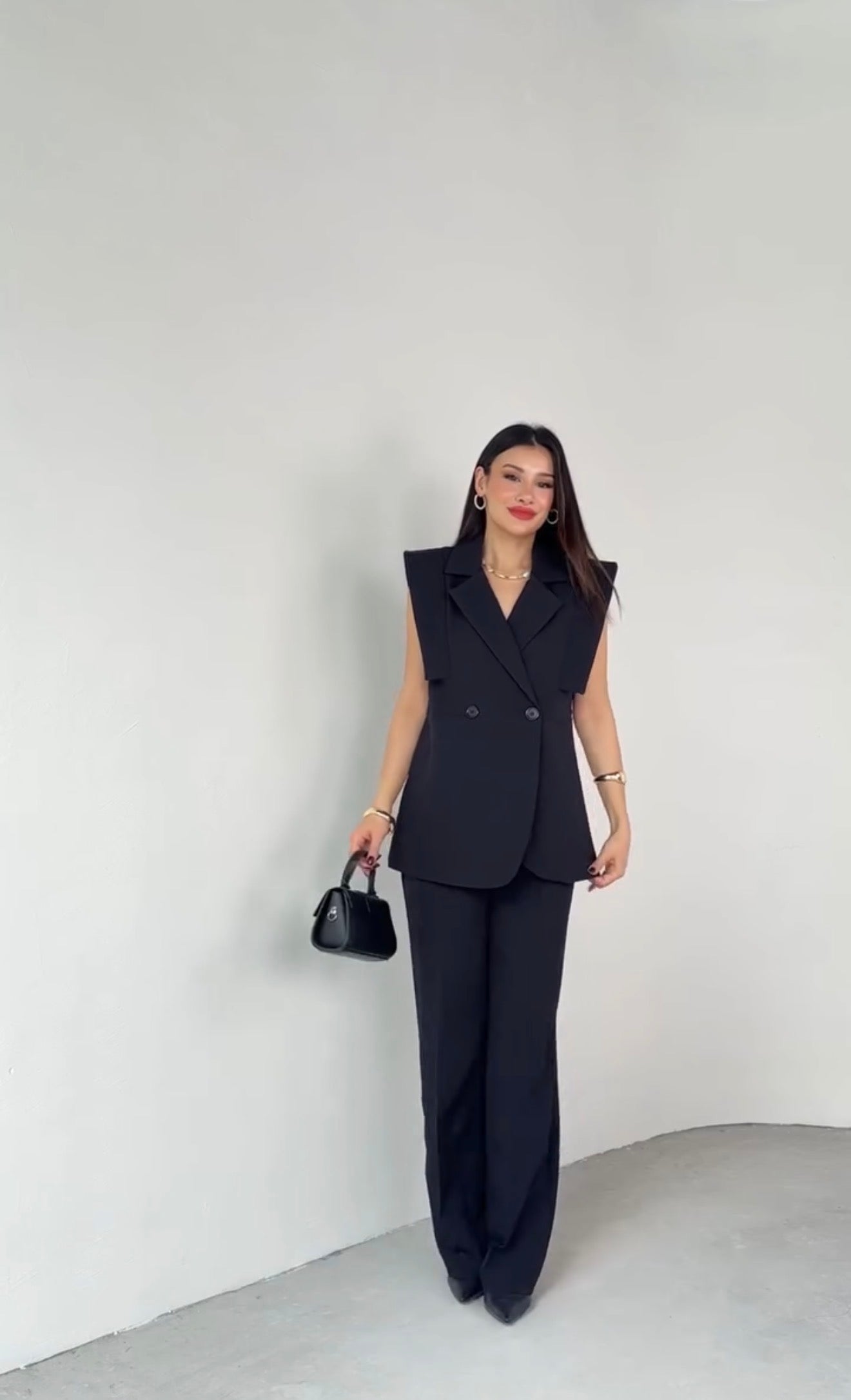 Méndez Blanc | Conjunto Blazer Sin Mangas y Pantalón Wide Leg
