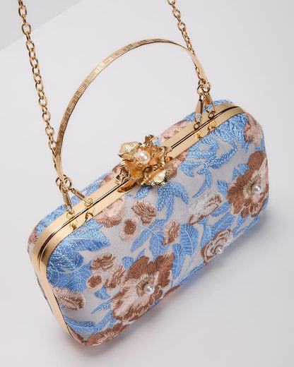 Clutch rígido bordado Freesia