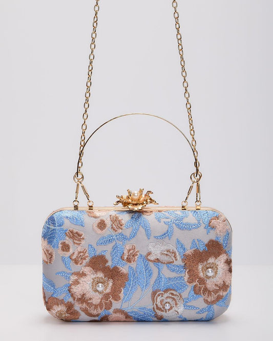 Clutch rígido bordado Freesia