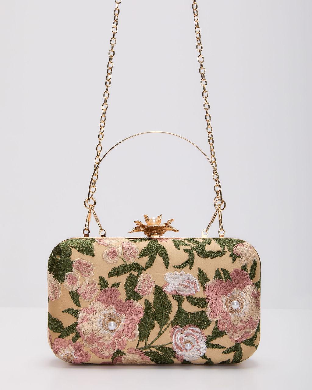 Clutch rígido bordado Freesia