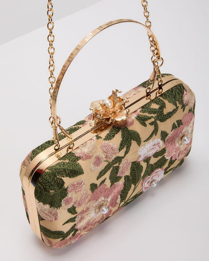 Clutch rígido bordado Freesia