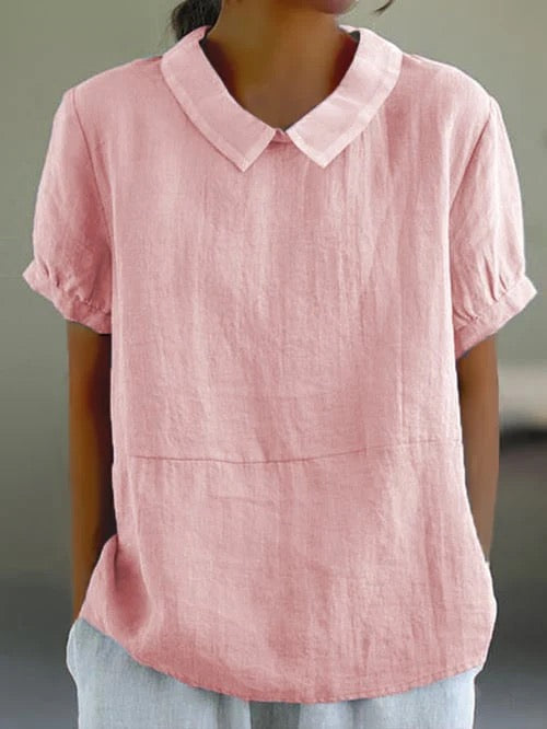 Camisa de algodón de manga corta con cuello