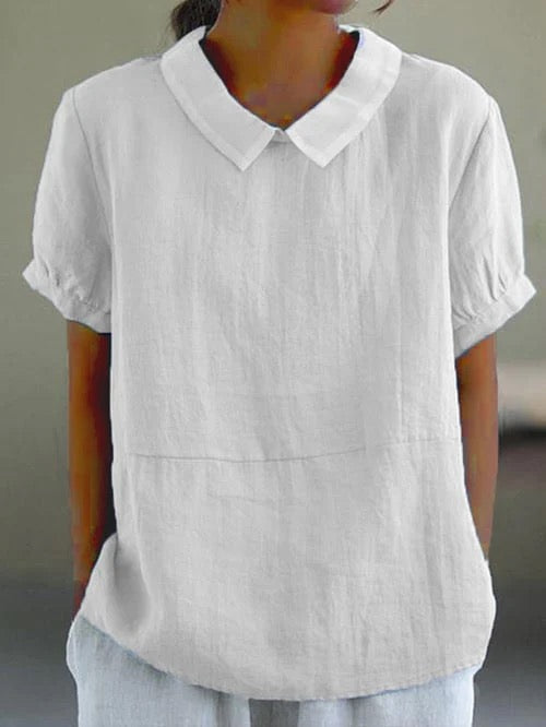 Camisa de algodón de manga corta con cuello