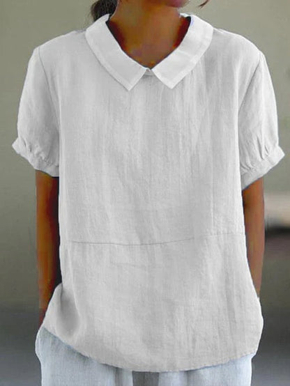 Camisa de algodón de manga corta con cuello
