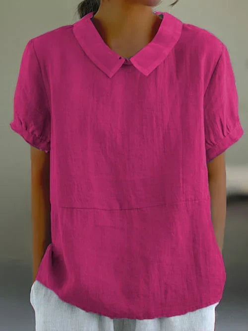 Camisa de algodón de manga corta con cuello