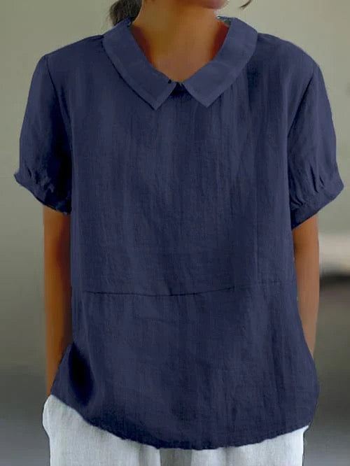 Camisa de algodón de manga corta con cuello