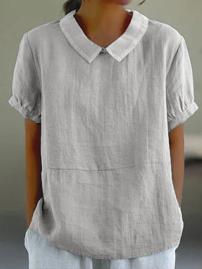 Camisa de algodón de manga corta con cuello