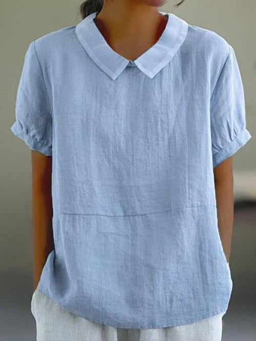 Camisa de algodón de manga corta con cuello
