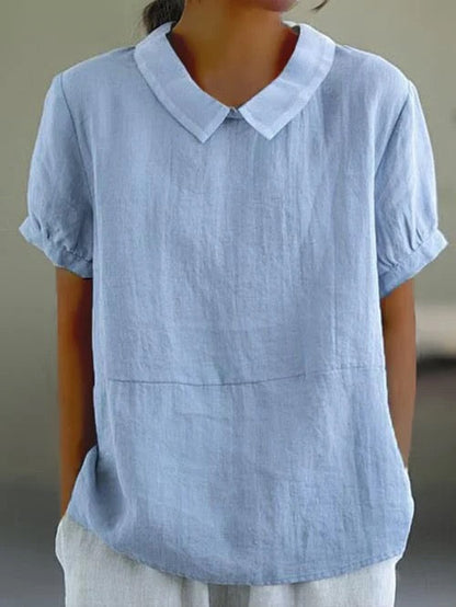 Camisa de algodón de manga corta con cuello