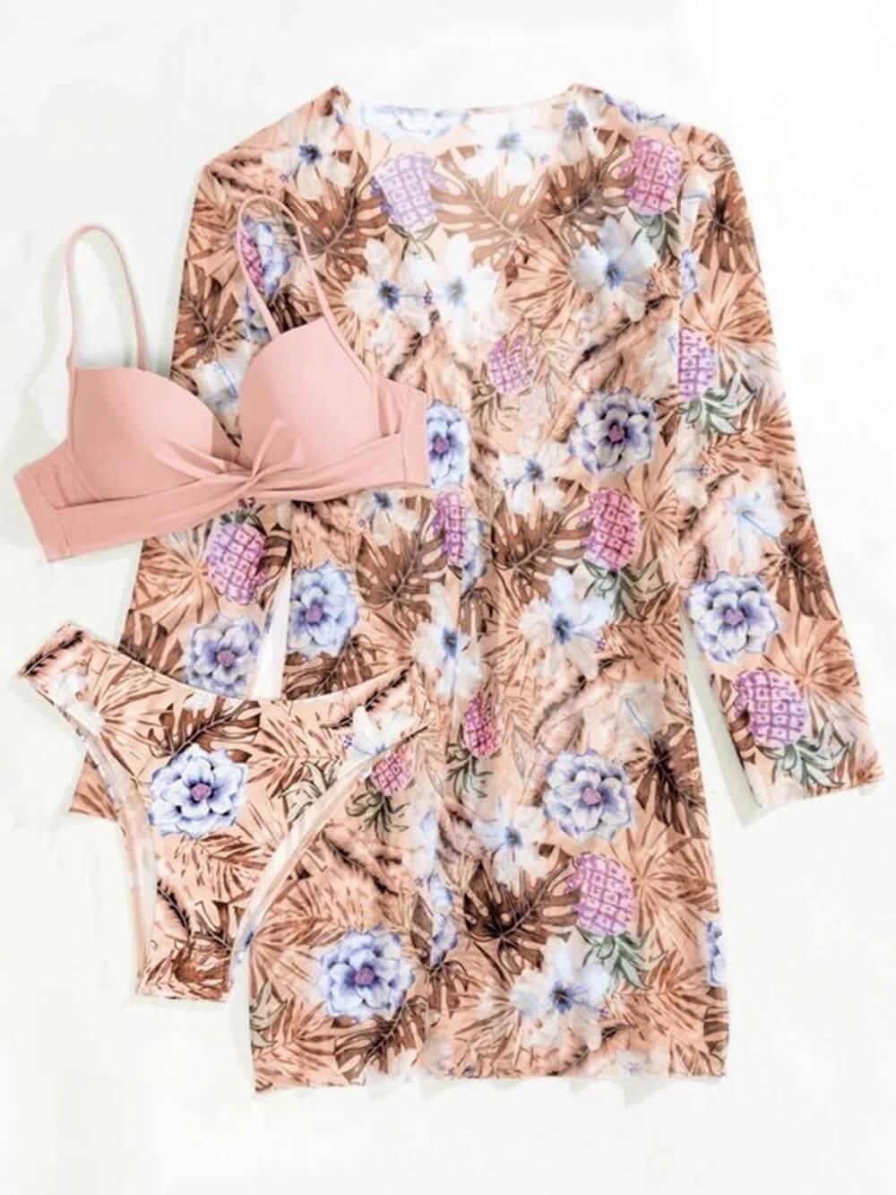 Conjunto de baño estampado de tres piezas