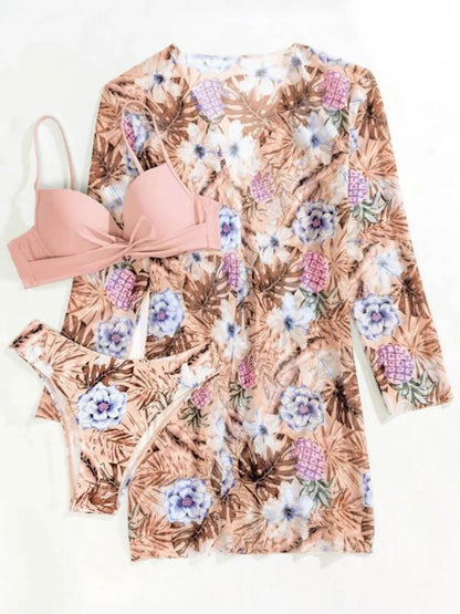 Conjunto de baño estampado de tres piezas