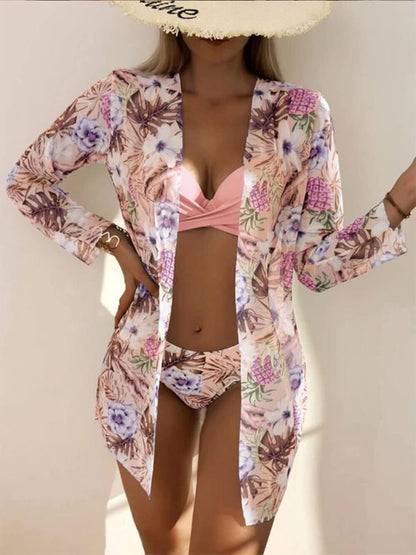 Conjunto de baño estampado de tres piezas