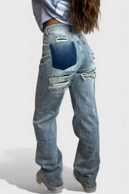 Roxy Jeans Vintage Desgastados de Cintura Alta
