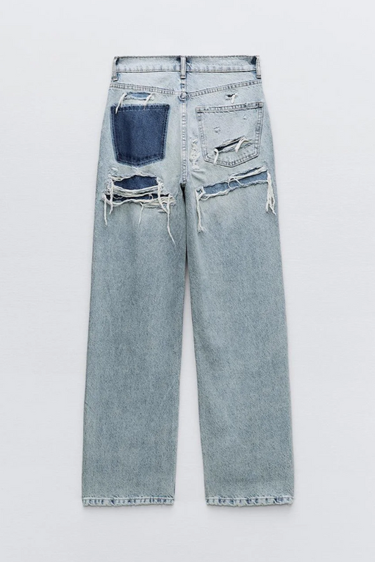 Roxy Jeans Vintage Desgastados de Cintura Alta