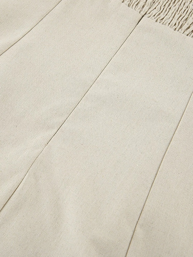 Vestido largo de lino en línea A sin tirantes