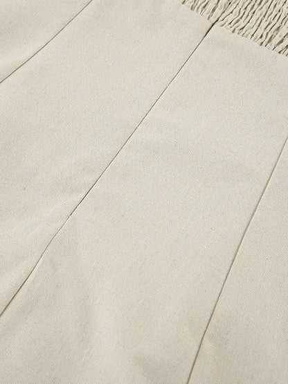 Vestido largo de lino en línea A sin tirantes