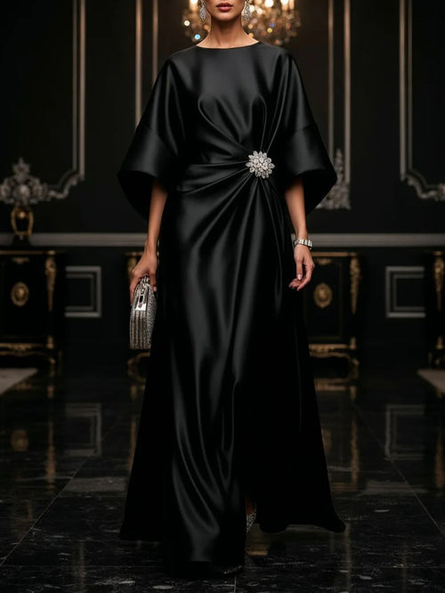Vestido largo negro de satén de lujo