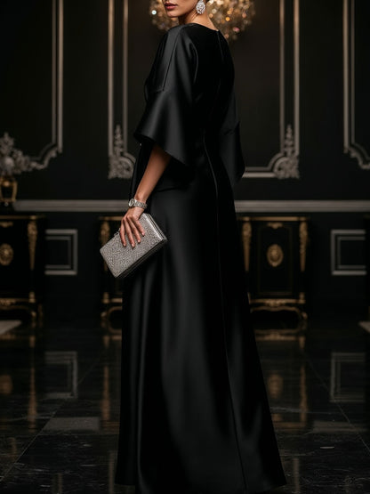 Vestido largo negro de satén de lujo