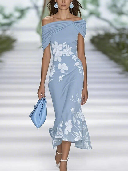 Vestido elegante con estampado floral de primavera-verano