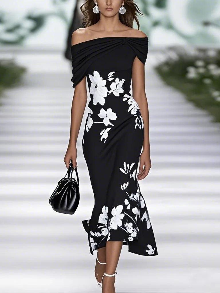 Vestido elegante con estampado floral de primavera-verano