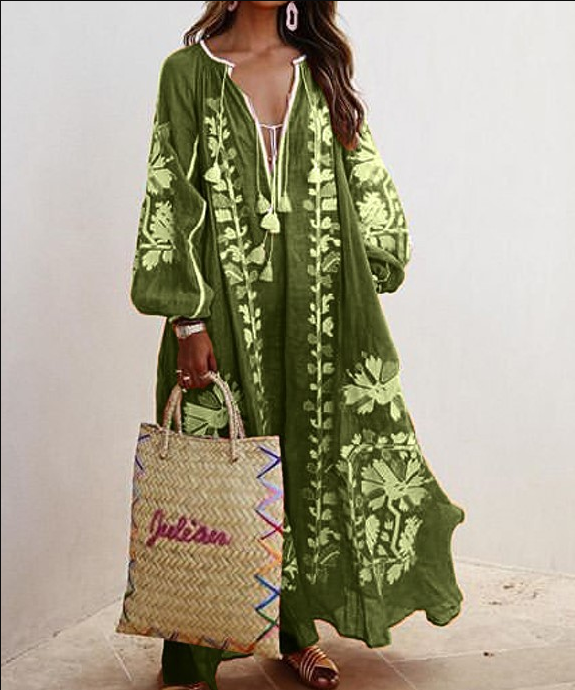 Vestido largo boho oversize estampado
