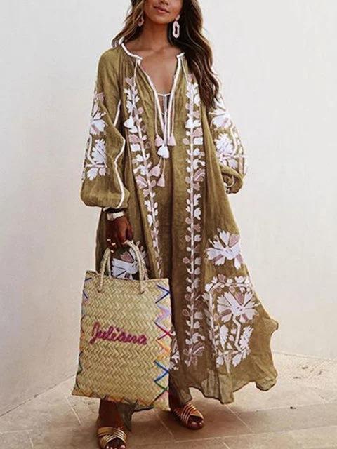 Vestido largo boho oversize estampado