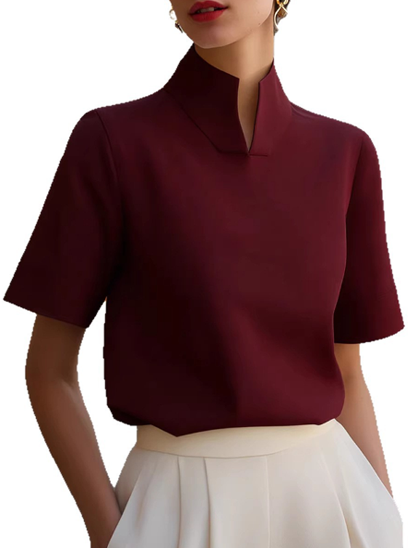 Top de manga corta con cuello mao