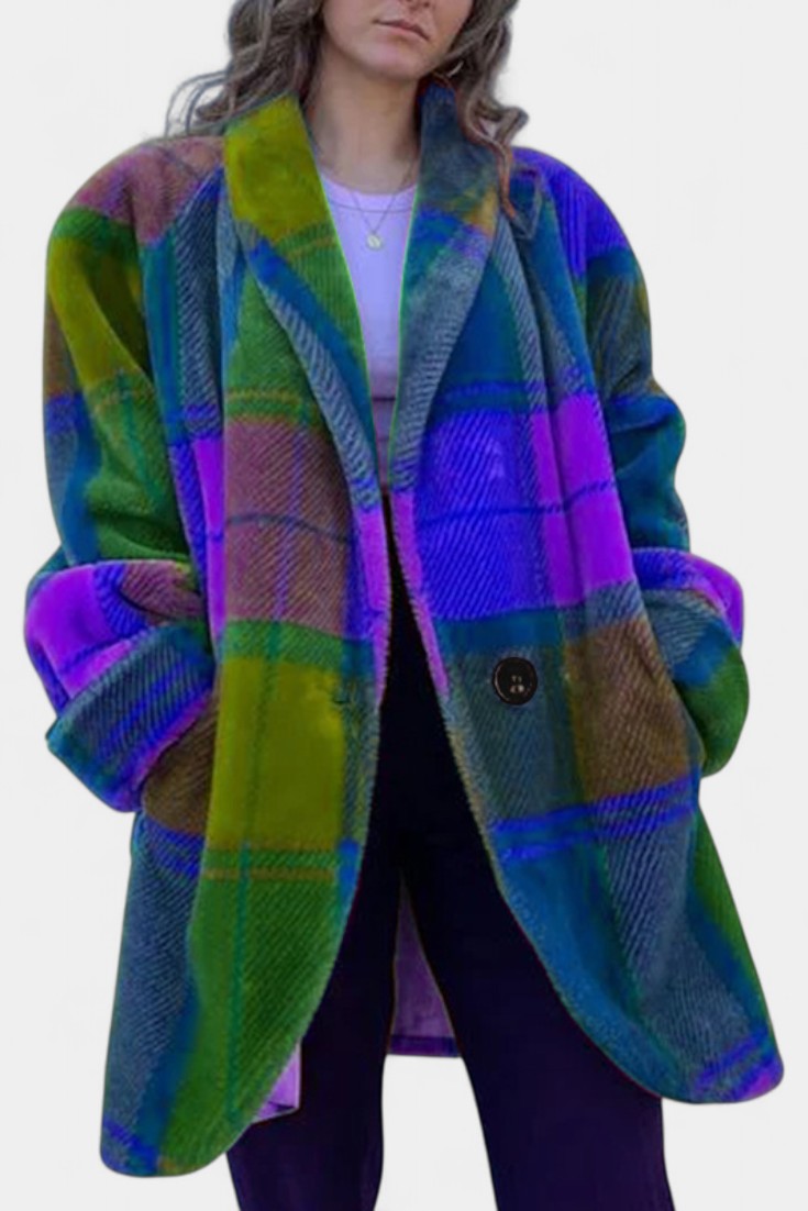 Glazel Abrigo Oversized de Invierno a Cuadros