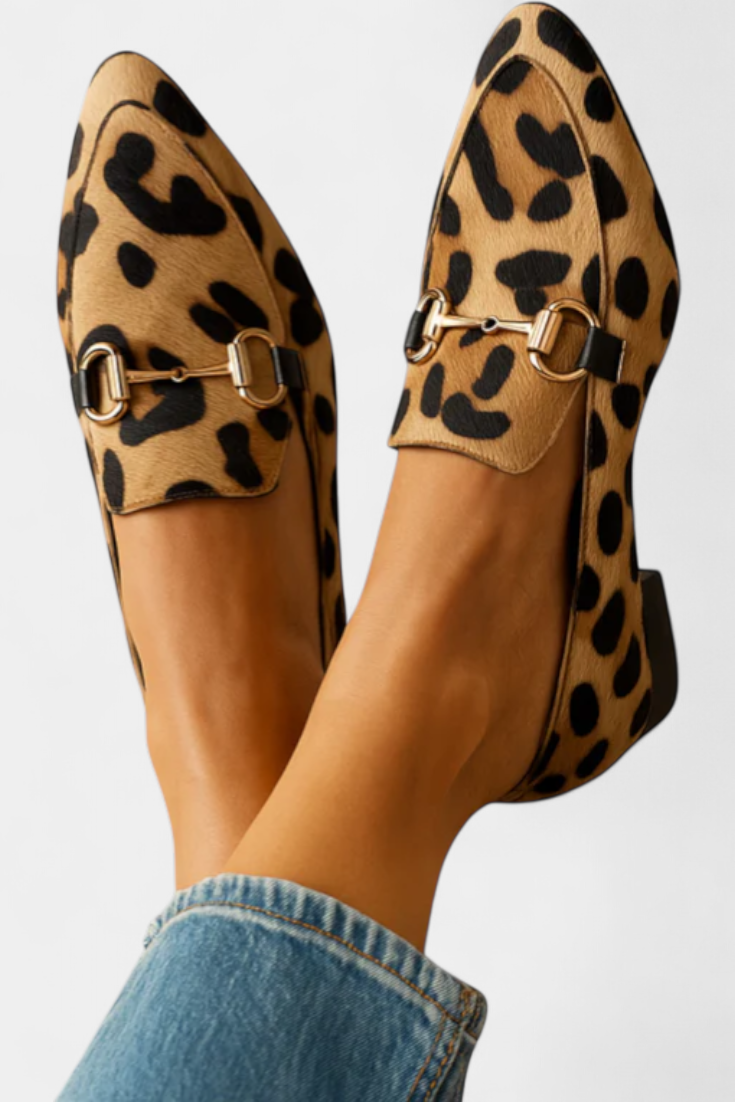 Lillian Loafers Estampado con Hebilla Metálica