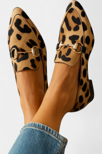 Lillian Loafers Estampado con Hebilla Metálica