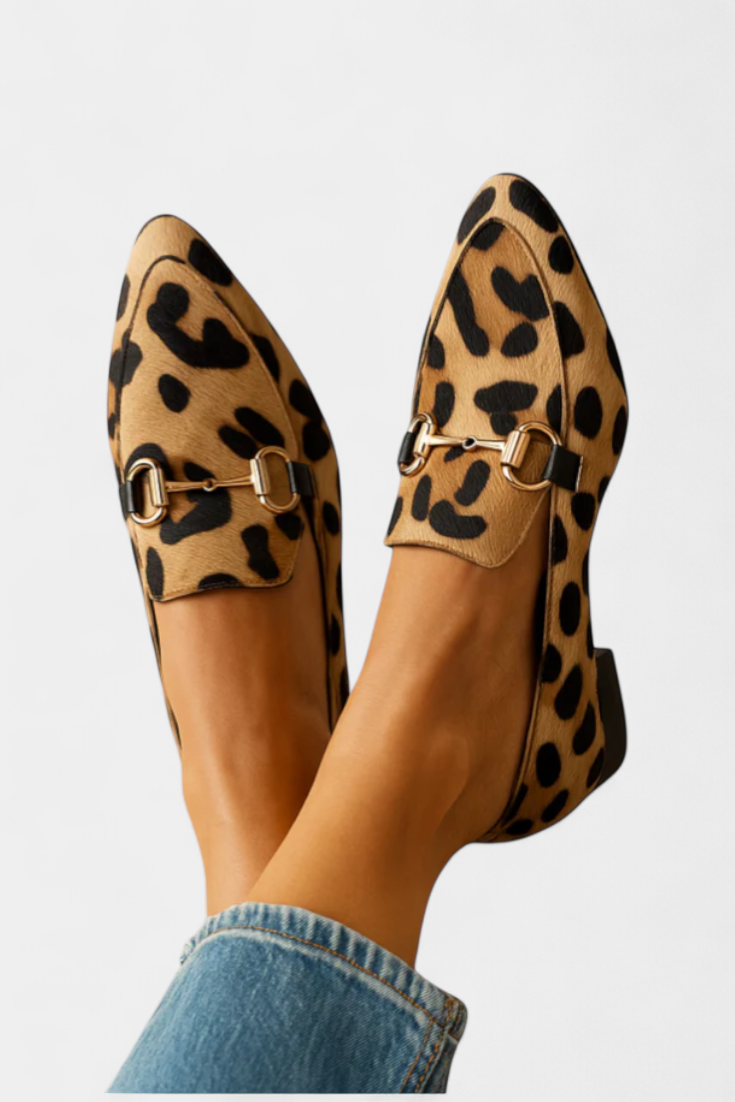 Lillian Loafers Estampado con Hebilla Metálica