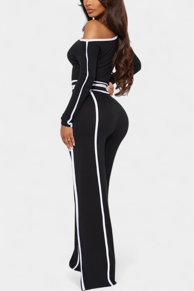 Krystelle Conjunto Off-Shoulder con Pantalón de Corte Recto