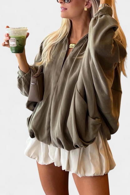 Maude Chaqueta Verde Oliva con Mangas Abullonadas